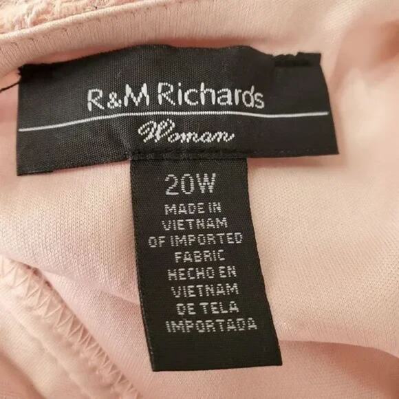 R&M RICHARD'S faux pearl‎ and crystal beaded lace top plus size 20W - Picture 6 of 7